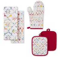 Mainstays Ogee Tile Kitchen Towel and Oven Mitt Set