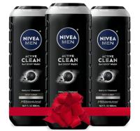 Nivea Men Deep Active Clean Charcoal Body Wash 3 Pack