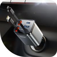 Joyroom 4-in-1 Retractable USB-C + Lightning Car Charger